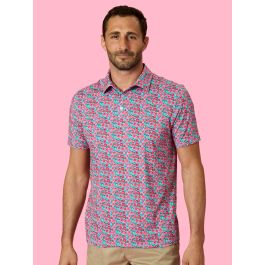 Tiny Bright Blossoms Men's Knit Short Sleeve Performance Polo