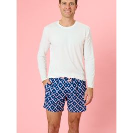 Navy Coastal Charm Men's Performance Hybrid Swim Trunks