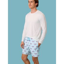Blue Patriotic Gingham Men's Performance Hybrid Swim Trunks