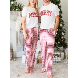 Red & White Stripe Adult Pajama Pants, Modal Blend