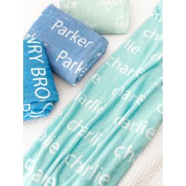 Kid Personalized Name Plush Minky Blanket-Island Blue