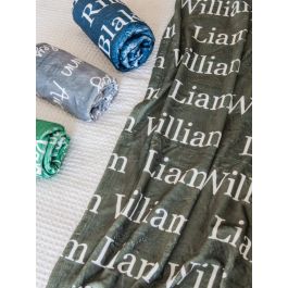 Kid Personalized Name Plush Minky Blanket-Dusty Olive