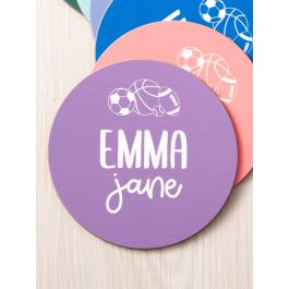 Wisteria Purple Sports Personalized Baby Name Sign 