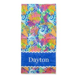 Neon Ocean Coral Personalized Beach Towel