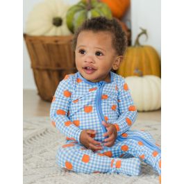 Pumpkin Patch Gingham One Piece Footie Pajama, Bamboo Viscose