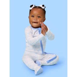 Periwinkle Blue Safari Toile One Piece Footie Pajamas, Modal Blend