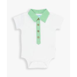 White Short Sleeve Placket Detail Knit Bodysuit