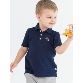 Football Embroidered Dark Navy Pique Short Sleeve Polo Shirt