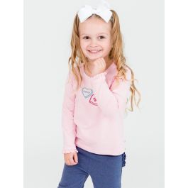 RB Sweet Hearts Embroidered Pink Knit Long Sleeve Ruffle Layering Tee