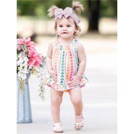 Rainbow Hearts Knit Ruffle Swing Top