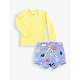 Banana Long Sleeve Rash Guard & Down By The Bay Swim Shorties Set