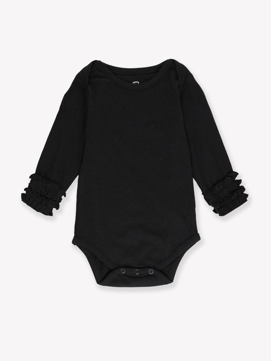 ◇NASTY FANCY CLUB◇ Baby girl striped layered tee BLACK F25 Ruffled Long Sleeve Layering Bodysuit | RuffleButts