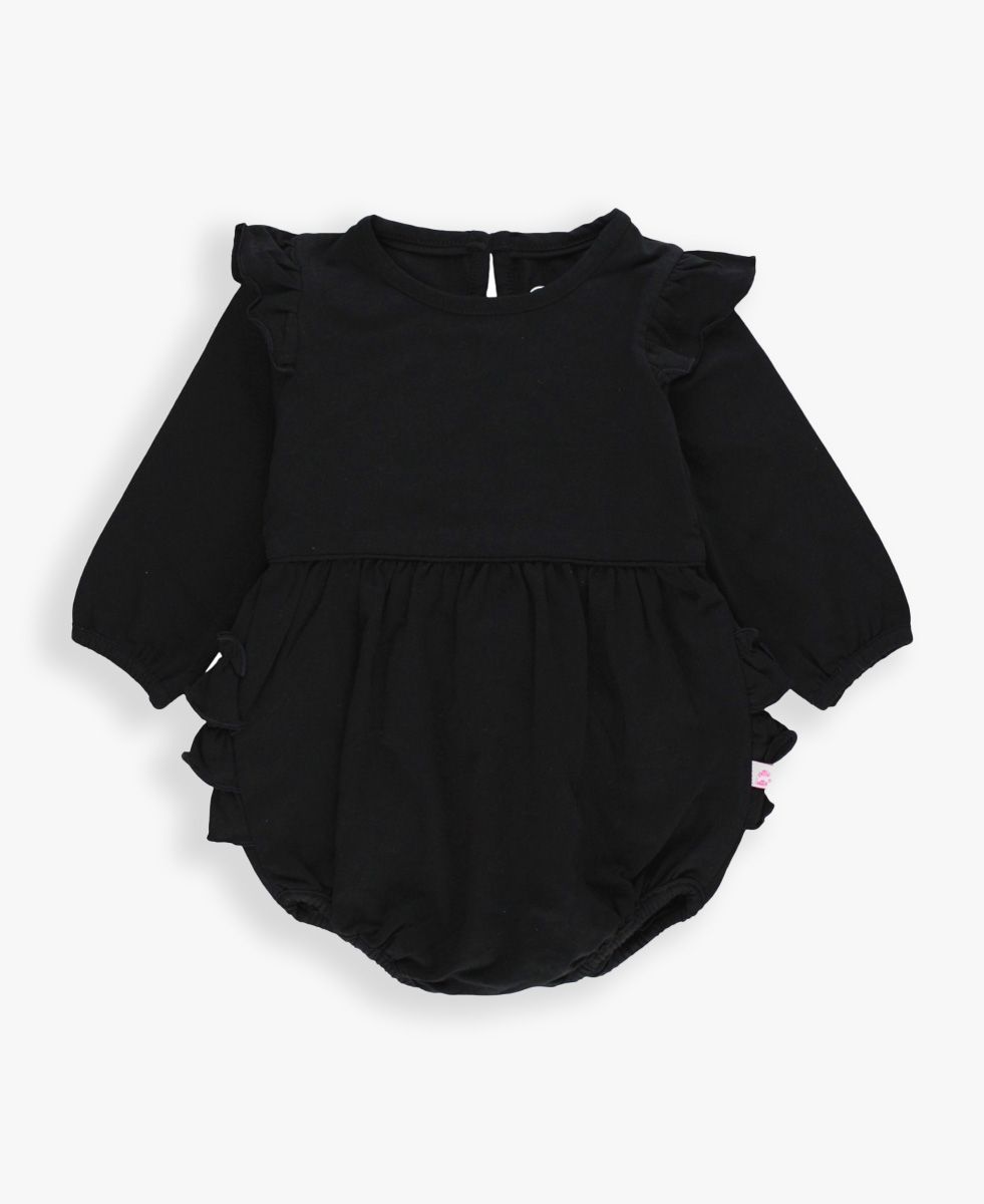 Knit Long Sleeve Flutter Bubble Romper | RuffleButts