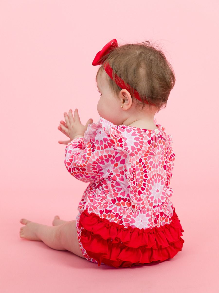 Long Sleeve Waterfall Bubble Romper | RuffleButts & RuggedButts