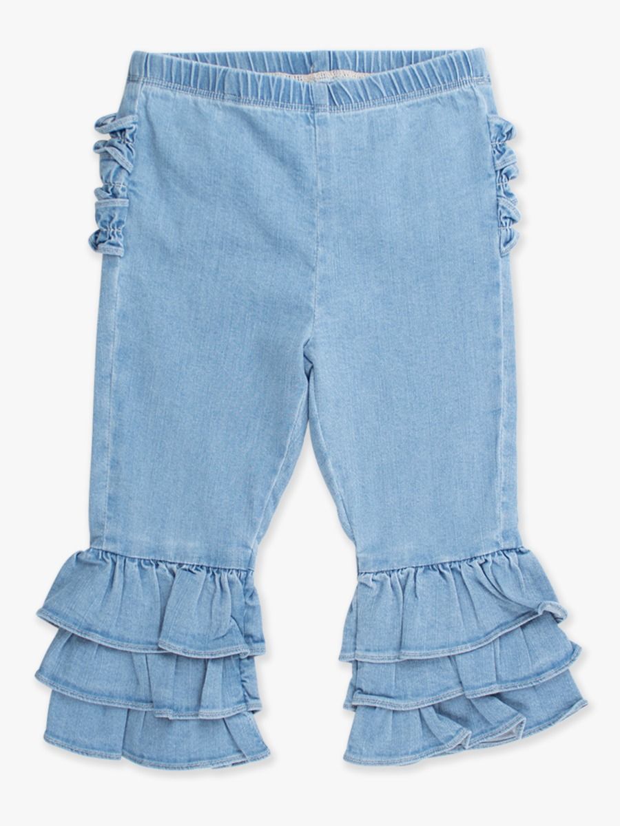 Denim Ruffle Flare Pants