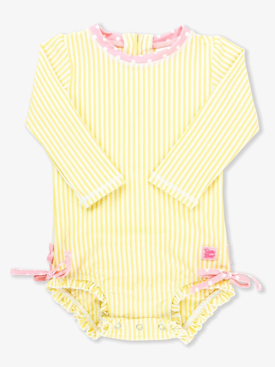 Seersucker Long Sleeve Rash Guard One Piece