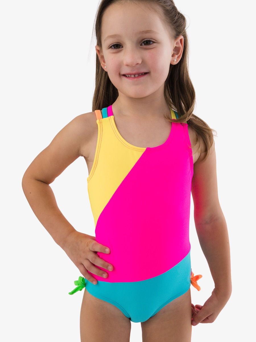 Block Cross-Back One Piece Swimsuit