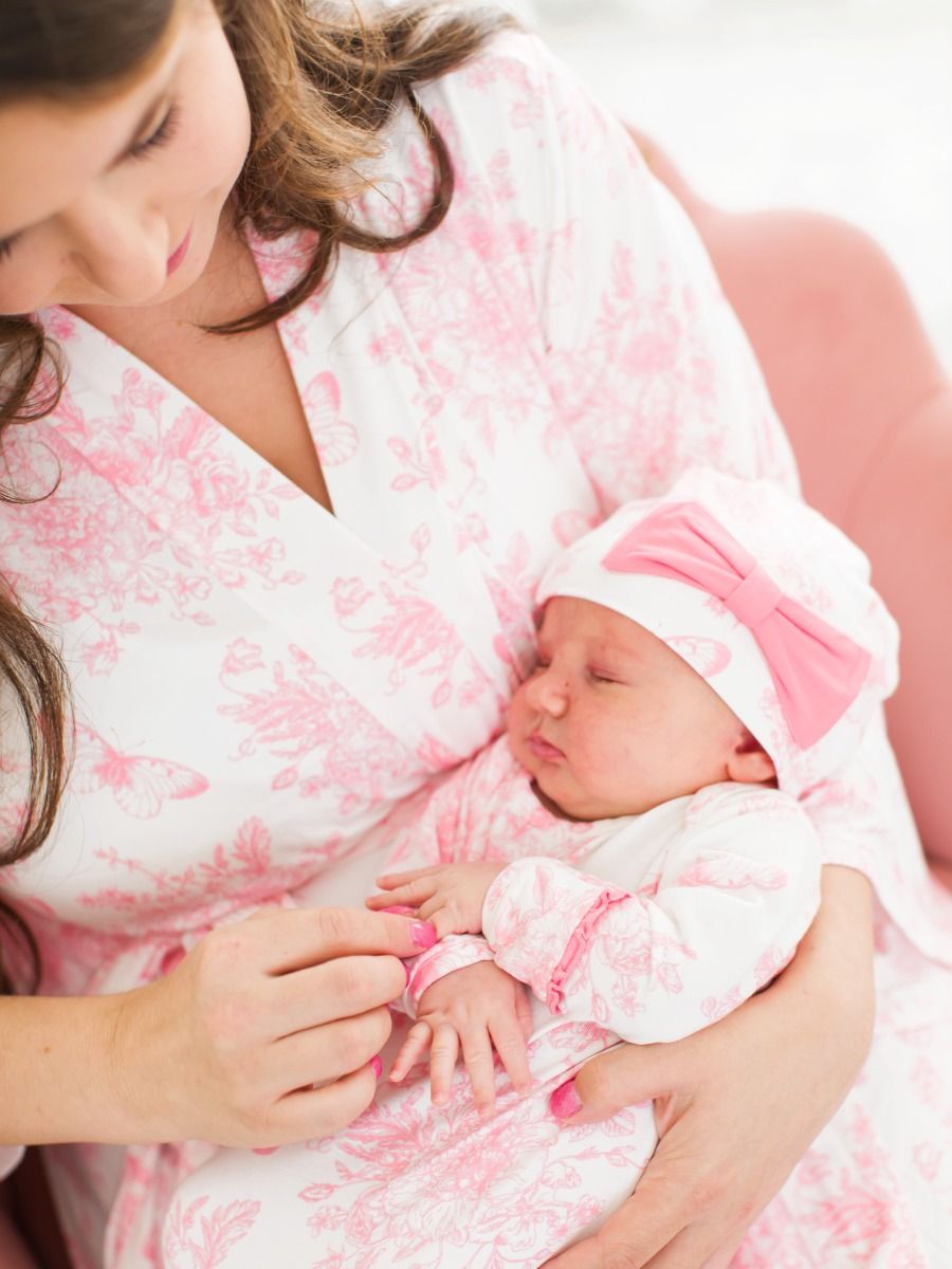 pink toile maternity dress NURSING COLLECTION: Straight From A Storybook Pink Toile Dress, Small - The Mint Julep Boutique