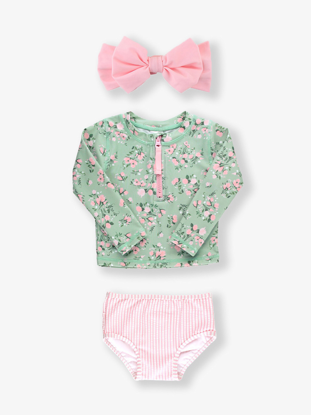 Fancy Me Floral Long Sleeve Zipper Rash Guard Bikini Fancy Me Floral Long Sleeve Zipper Rash Guard Bikini