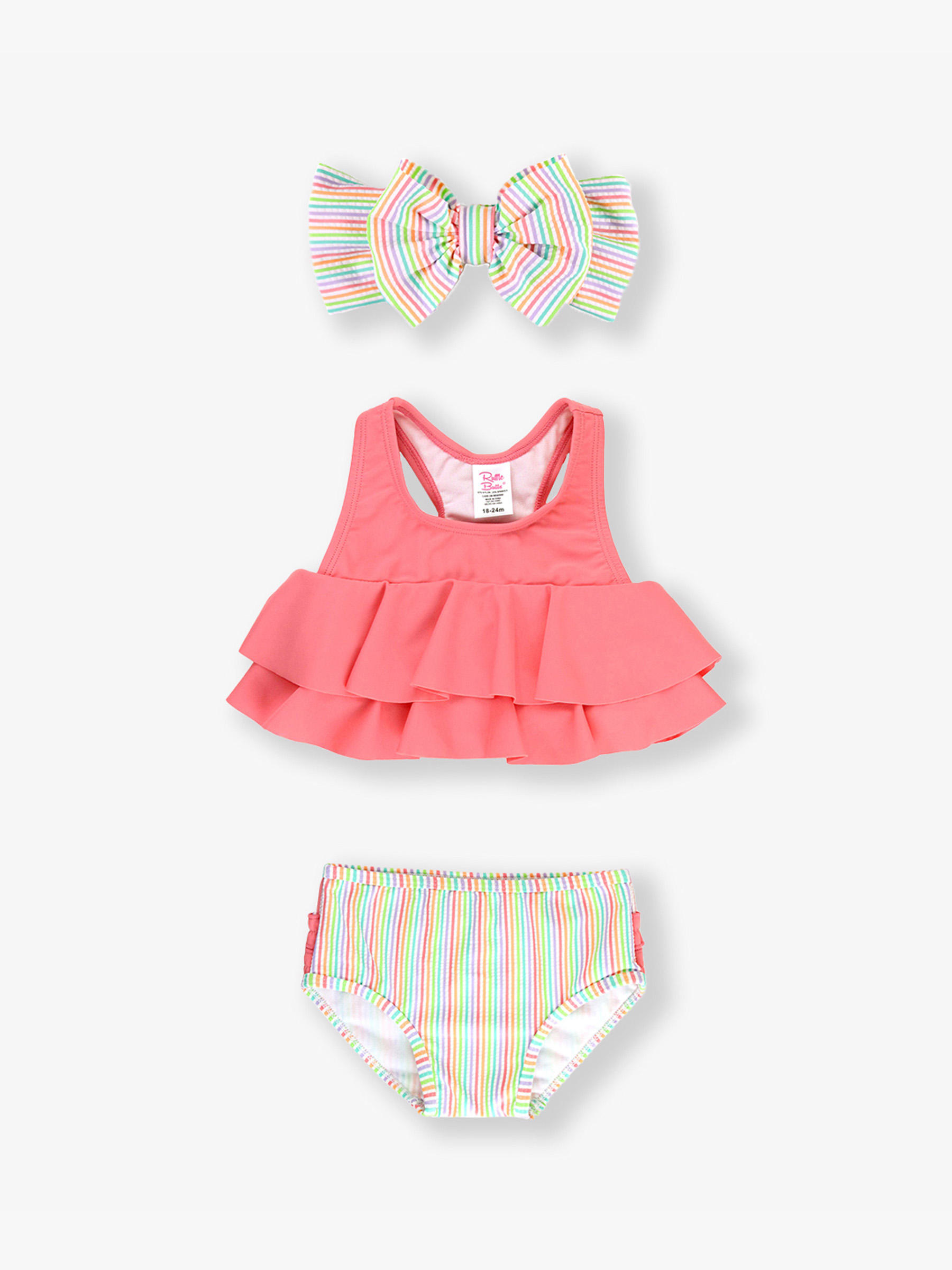 Rainbow SS Flounce Bikini & Rainbow HB Set
