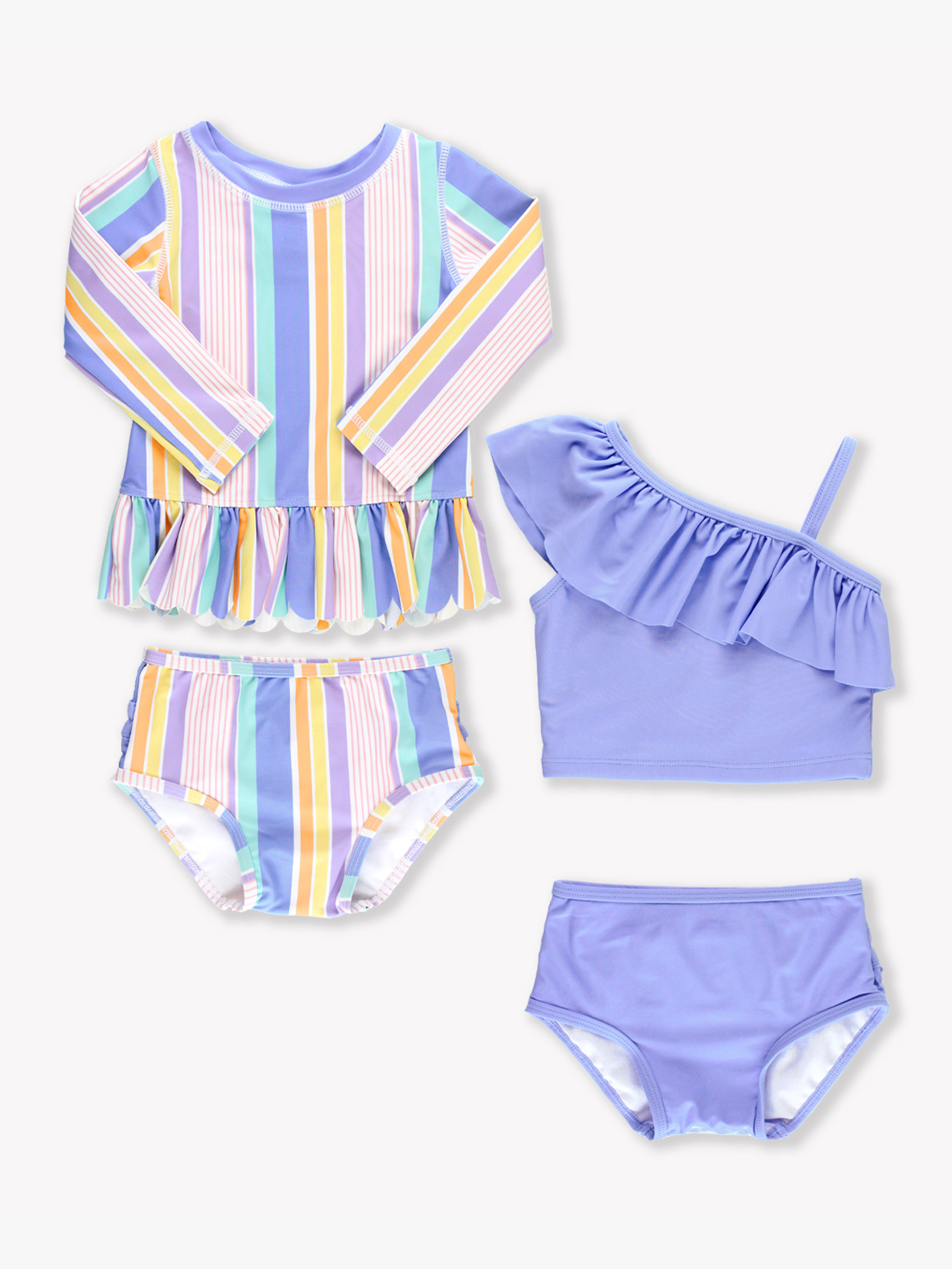 Rainbow Lane Stripe Long Sleeve Rash Guard & Tankini Mix N Match