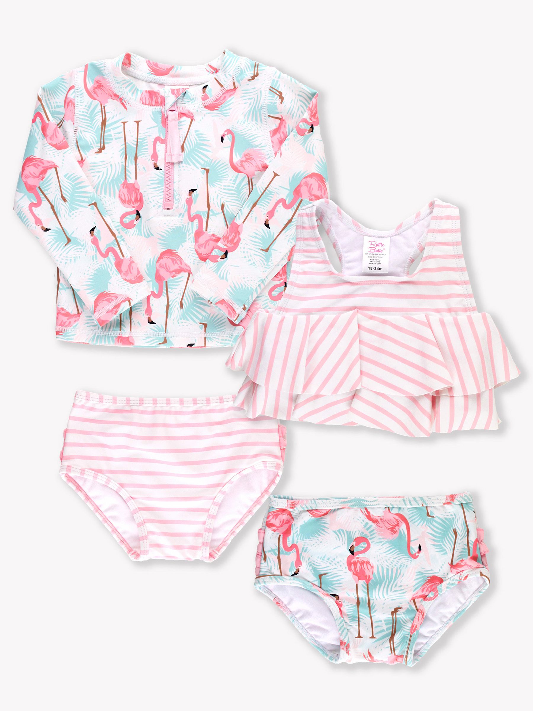 Vibrant Flamingo Long Sleeve & Flounce Bikini Mix N Match