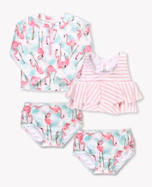 Vibrant Flamingo LS & Flounce Bikini Mix N Match