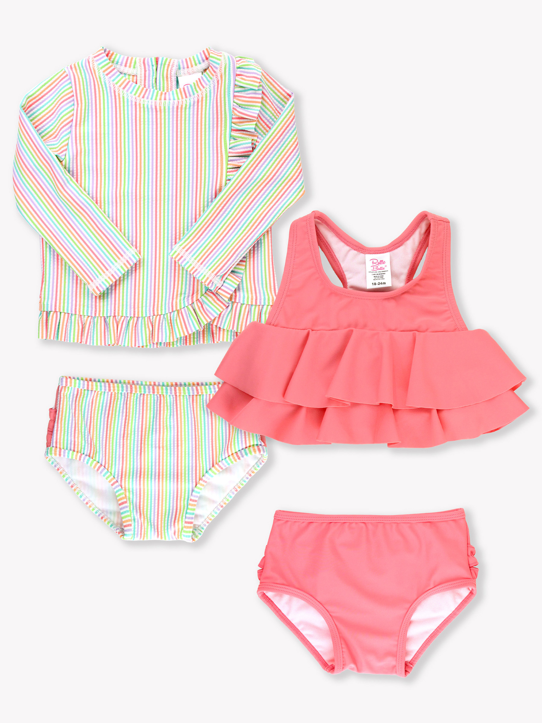 Rainbow Seersucker LS & Flounce Bikini Mix N Match
