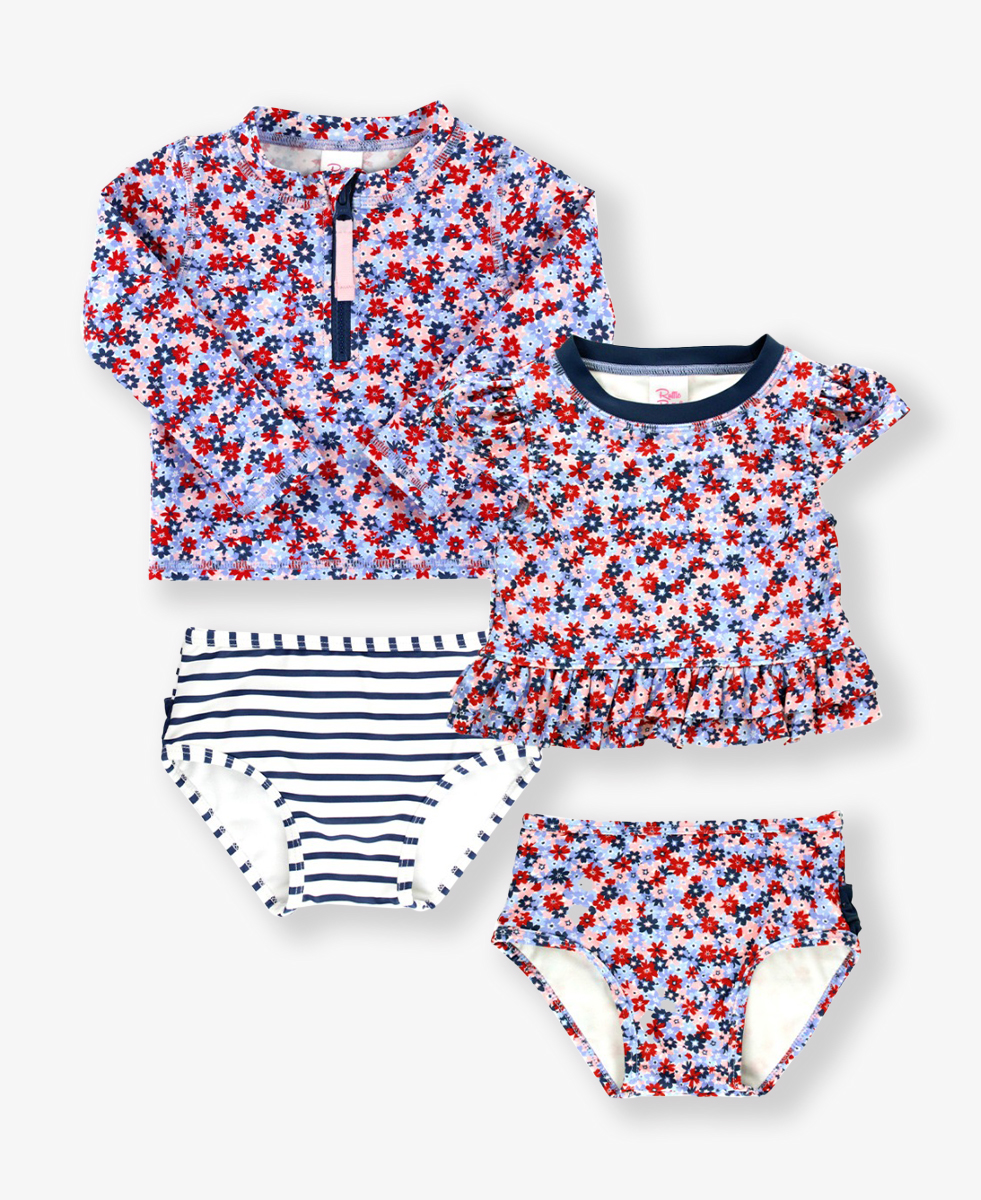 Red White and Bloom Long Sleeve & Cap Sleeve Bikini Mix N Match