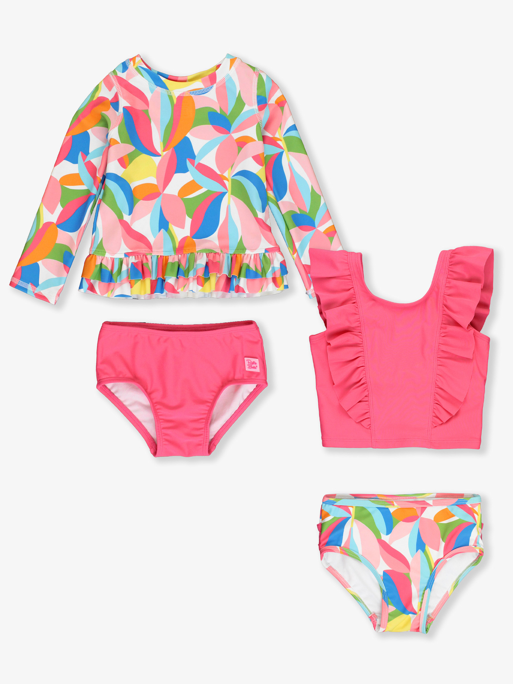 Tropical Adventure Long Sleeve Rash Guard & Waterfall Tankini Mix N Match Set