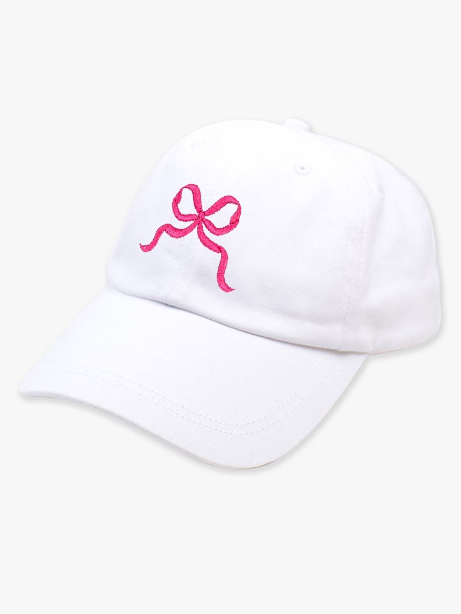 Bow Embroidered White Kids Baseball Hat