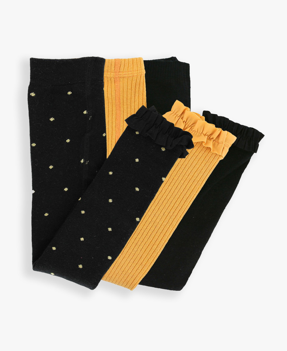 Honey/Black/Black and Gold Polka Dots Tight Set