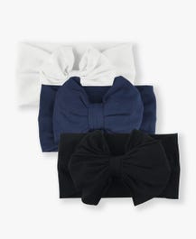 Big Bow Headband 3-Pack - White/Navy/Black