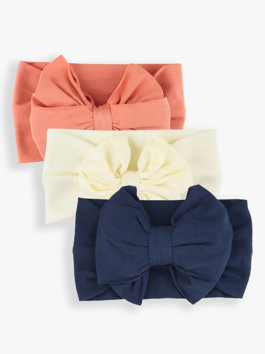 Big Bow Headband 3-Pack - Terra Cotta/Ivory/Navy