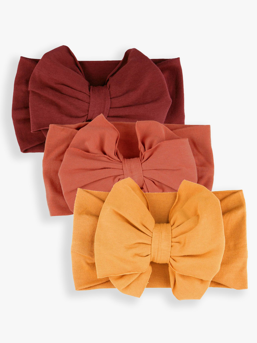 Big Bow Headband 3-Pack - Rosewood/Burnt Sienna/Honey