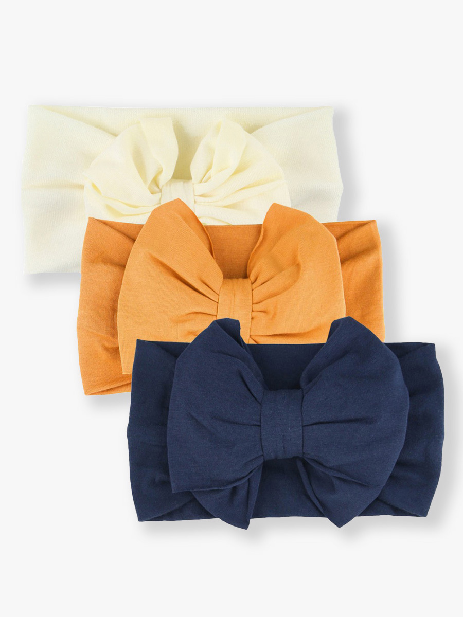 Big Bow Headband 3-Pack - Ivory/Honey/Navy