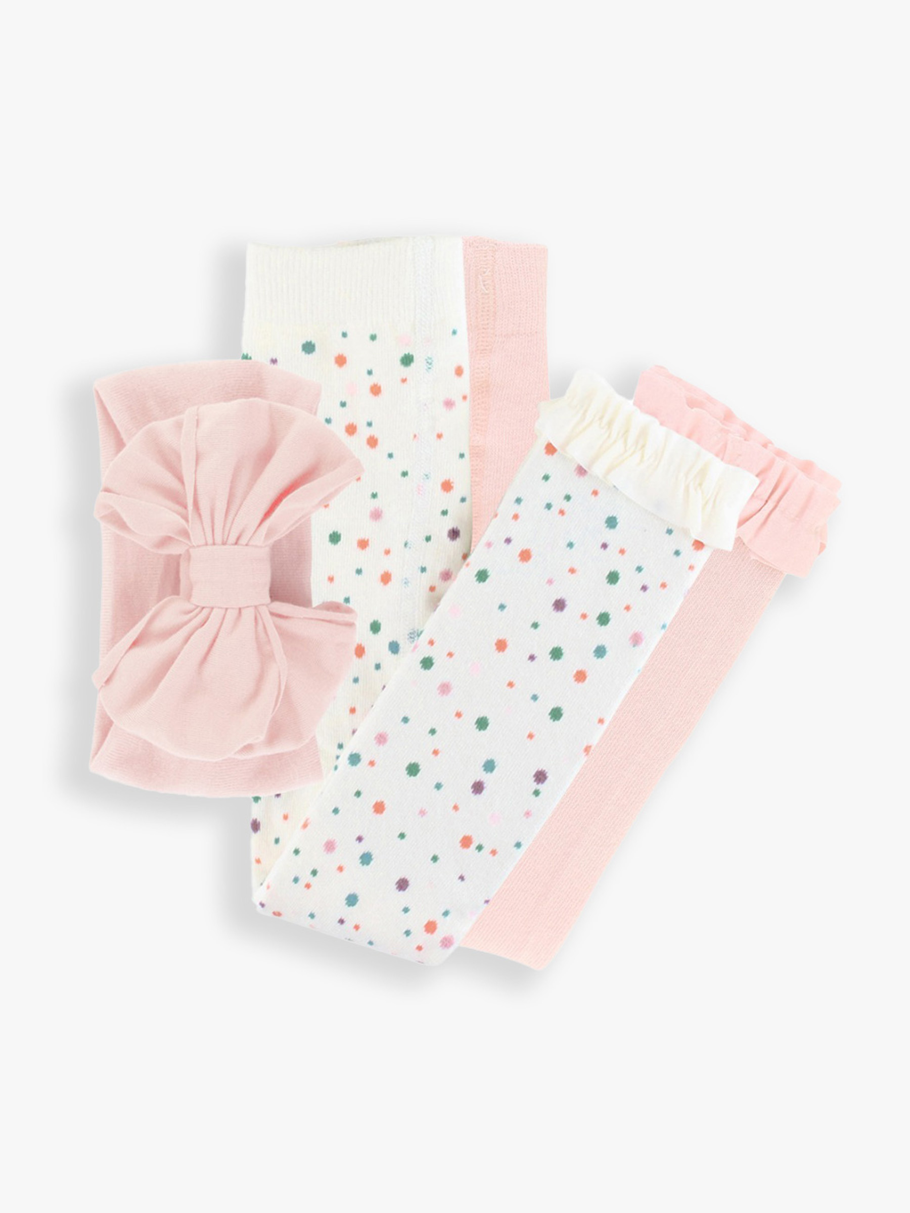Ballet Pink Big Bow Headband/Ballet Pink/Spotty Dots Tight Set