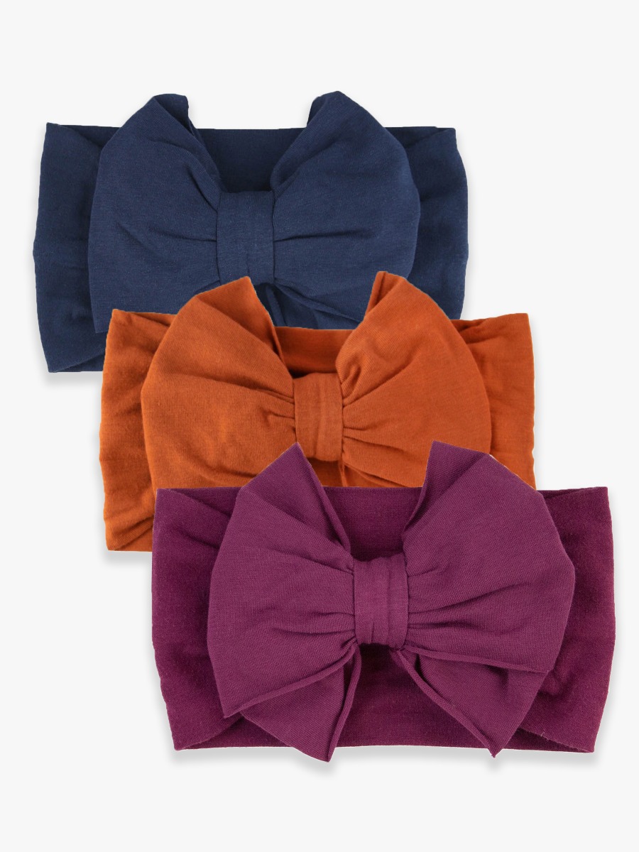 3-Pack Eggplant, Dark Navy, Rust Big Bow Headband