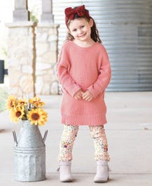 Dusty Rose Lace-up Sweater Tunic