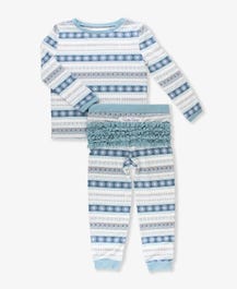 Girls Frosty Stripe 2pc Ruffled Pajamas