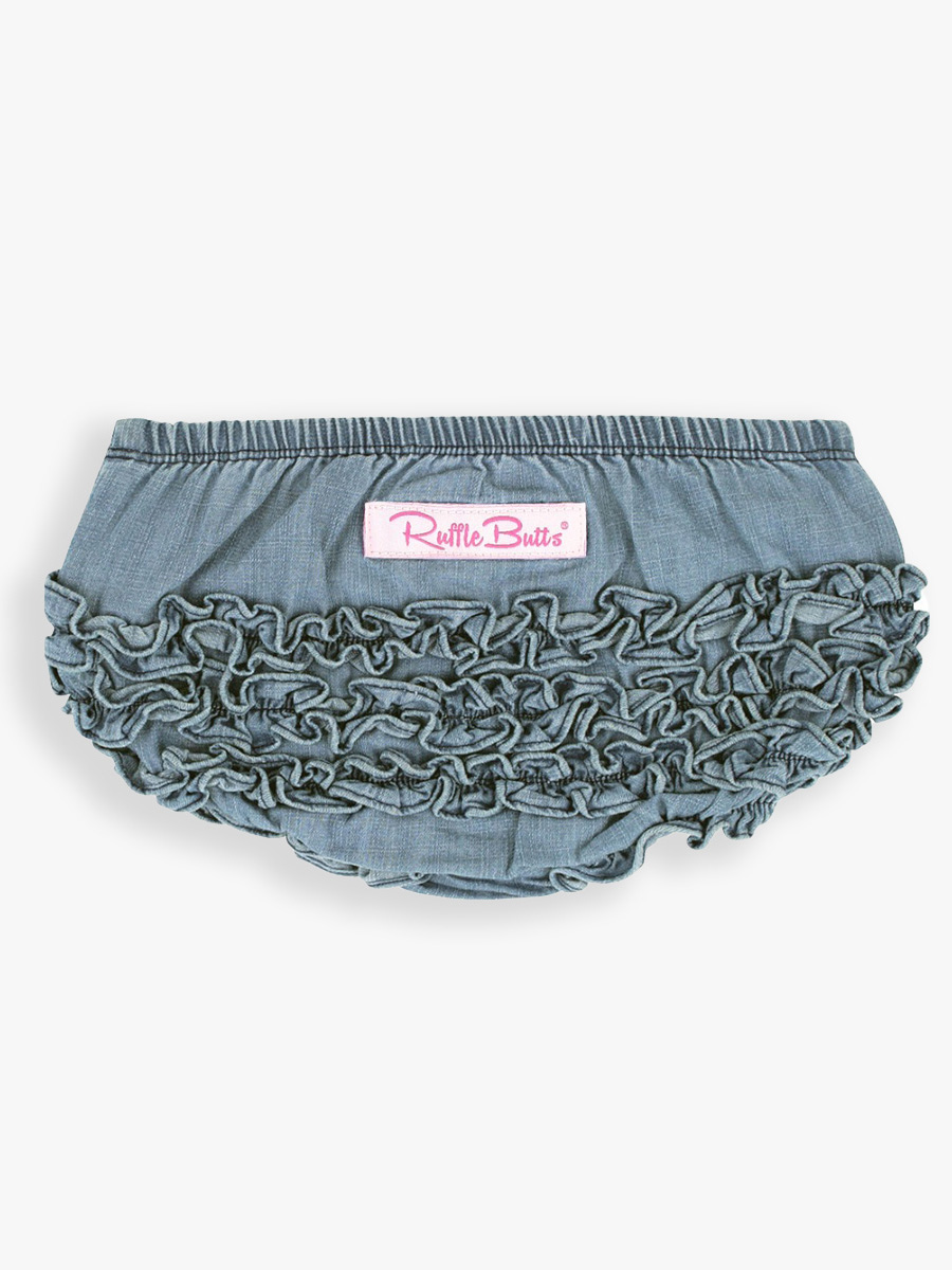 Light Wash Denim Woven RuffleButt Bloomer