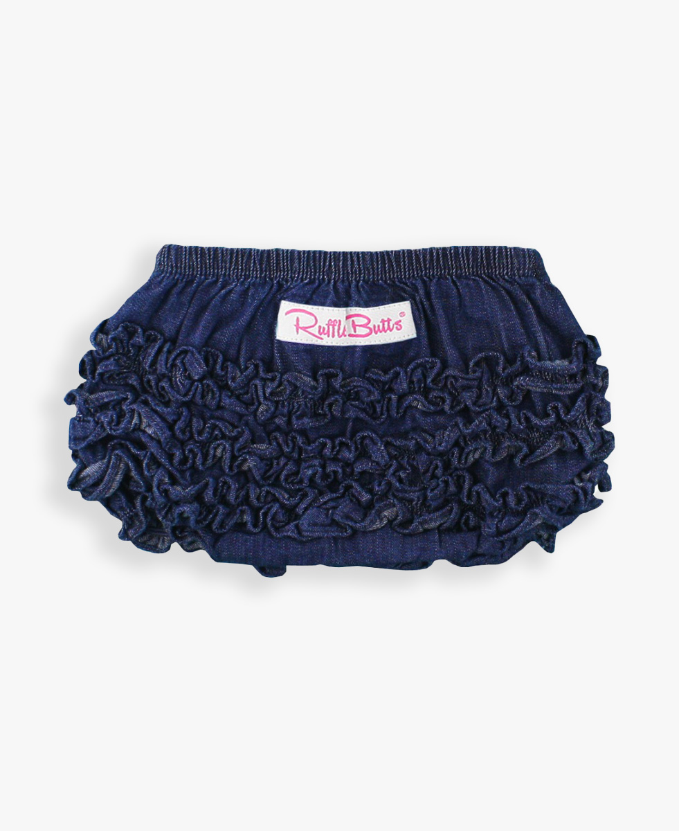 Dark Wash Denim Woven RuffleButt Bloomer