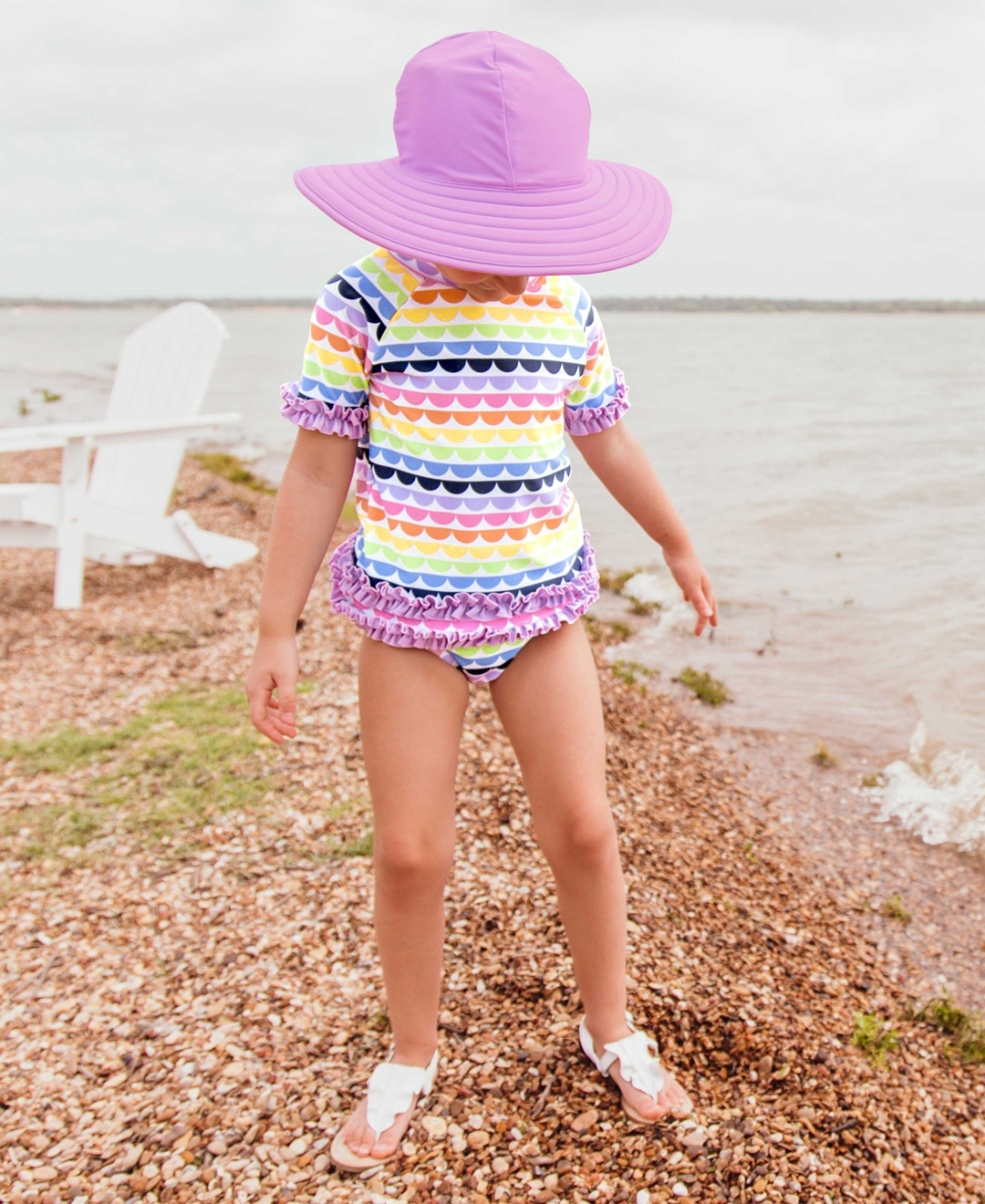 2-Piece Short Sleeve Rash Guard Bikini w/Ruffles RuffleButts® Baby/Toddler Girls UPF 50 