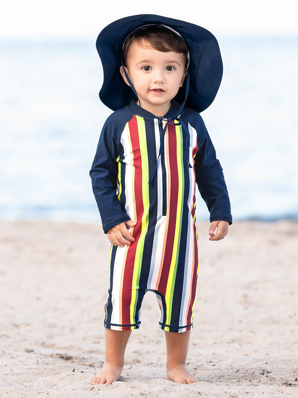 Sunset Stripe Long Sleeve Rash Guard Bodysuit