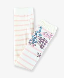 Ballet Pink Stripe Floral Footless Ruffle Tights