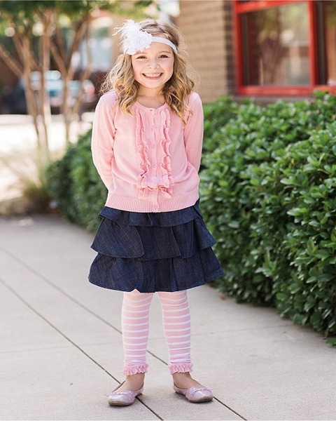 Pink Stripes Patterned Footless Tights
