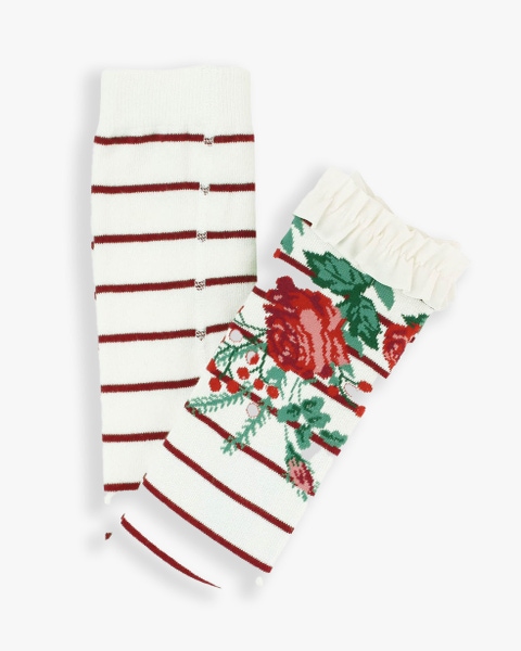 Rosewood Stripe Patterned Footless Tights