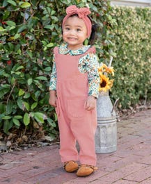 Dusty Rose Corduroy Flutter Overall Jumpsuit
