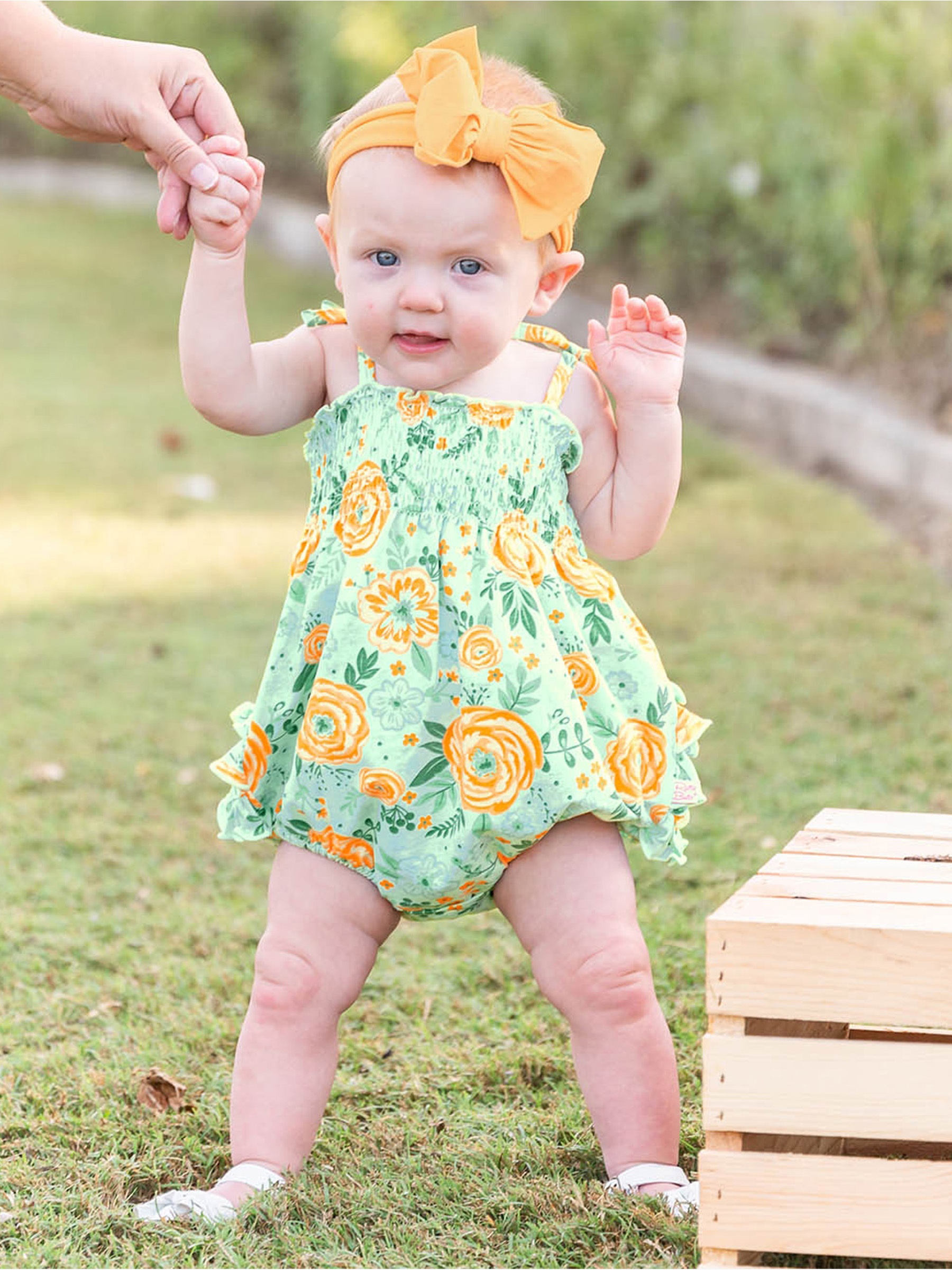 Cottage Flowers Smocked Bubble Romper