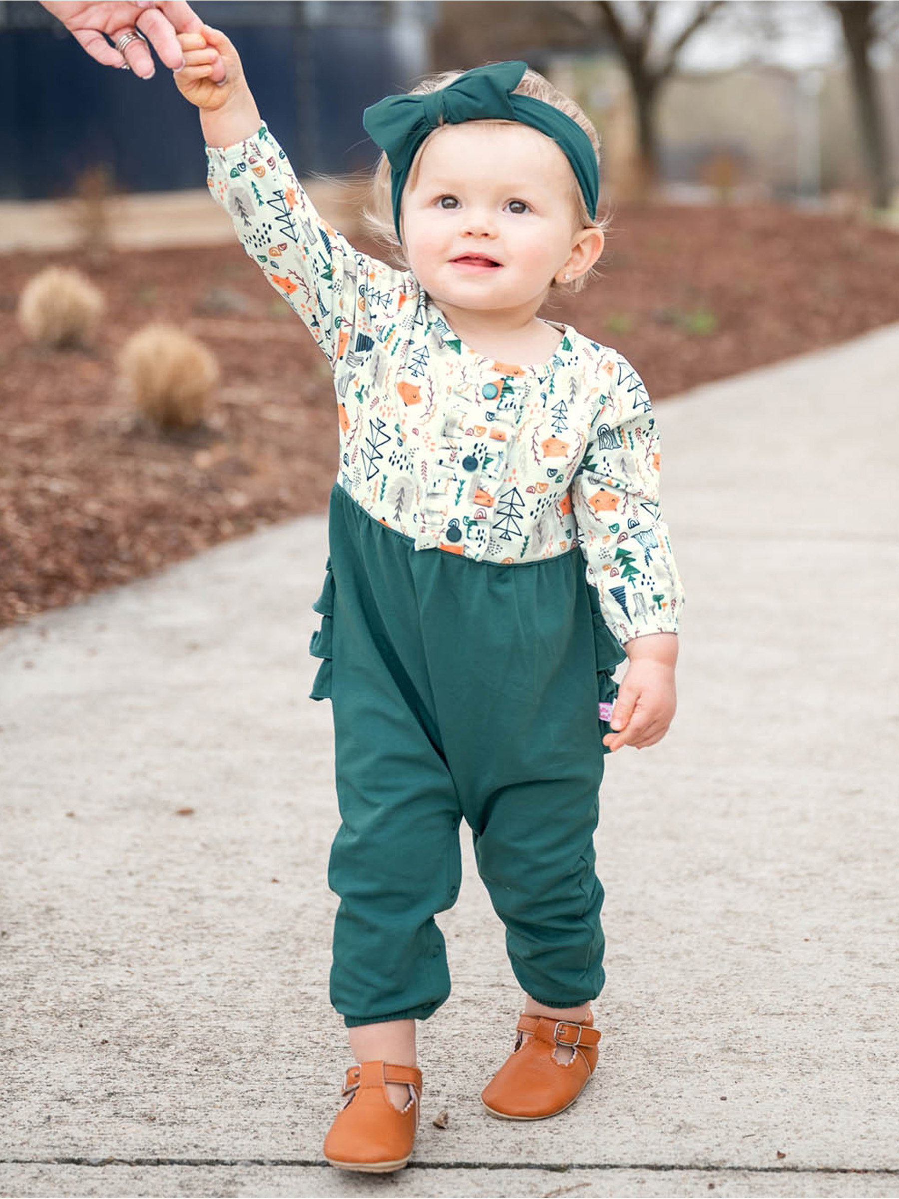 Woodland Wonderland Ruffle Henley Placket Jumpsuit